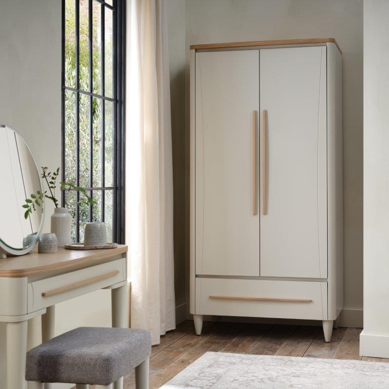 Delta Scandi Oak & Soft Grey Double Wardrobe