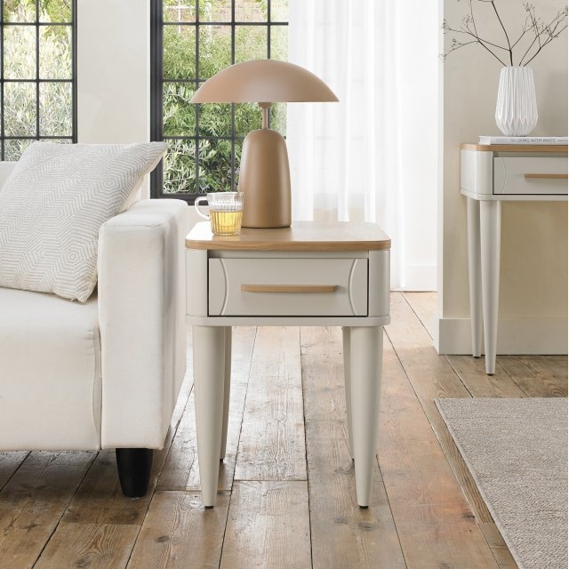 Bentley Designs Grey Delta Scandi Oak And Soft Rectangular Lamp Table