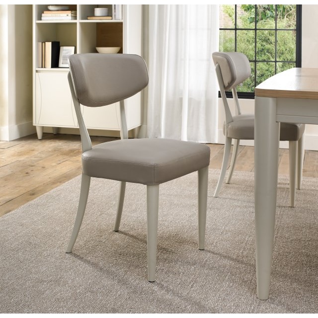 Downtown Delta Soft Grey Upholstered Back Dining Chair - Grey Bonded Leather (Pair)