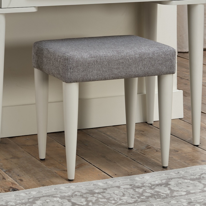 Bentley Designs Grey Delta Scandi Oak And Soft Upholstered Stool - Lotus Fabric