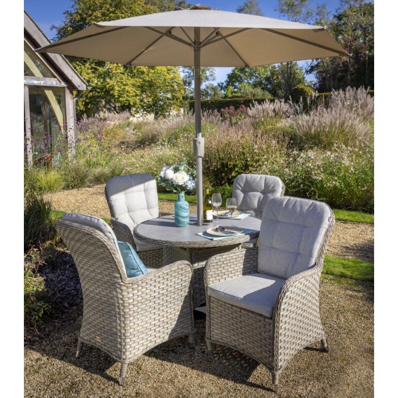Hartman Hartman Eton 4 Seat Dining Set With Parasol & Base - Beech