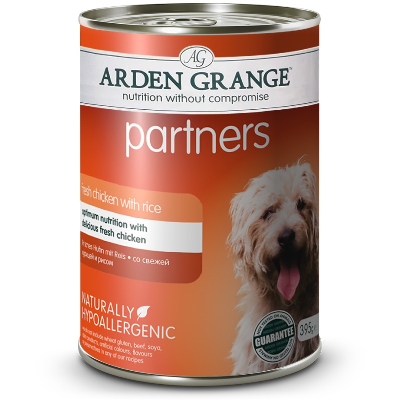 Arden Grange Adult Partners Wet Dog Food with Fresh Chicken & Rice - 6 x 395g