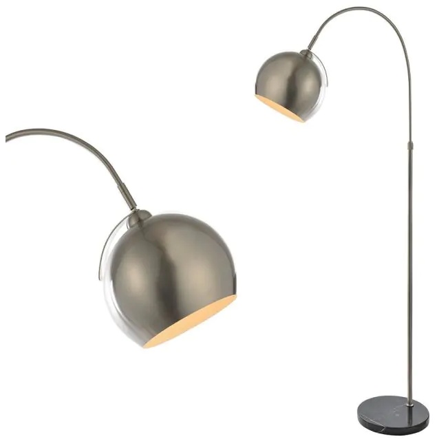 Bhs Light Benson Curved Floor Lamp - Satin Nickel