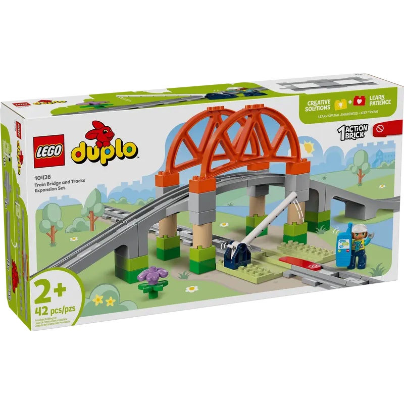 Image of LEGO Duplo 10426 Train Bridge and Tracks Expansion Set In Multi