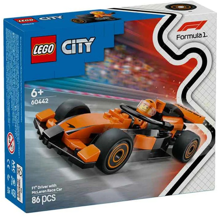 Image of LEGO City 60442 F1 Driver with McLaren Race Car In Orange/Black
