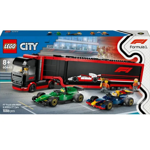Image of LEGO City 60445 City F1 Truck with RB20 and AMR24 F1 Cars In Multi