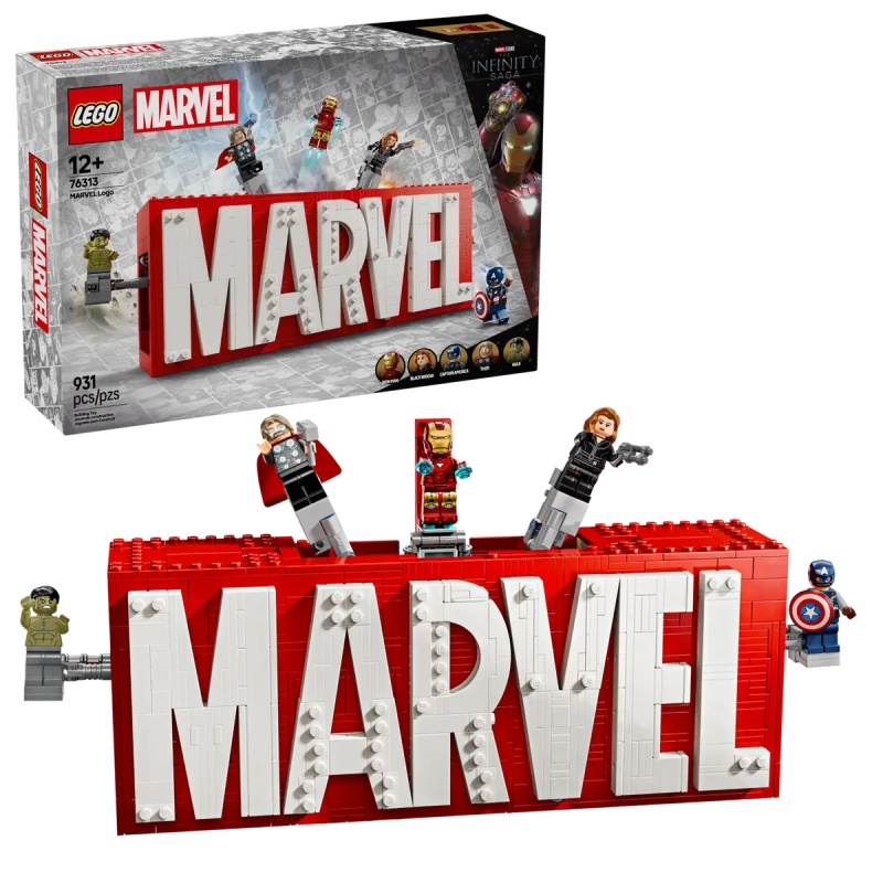 Image of LEGO Marvel 76313 Marvel Logo and Minifigures In Multi