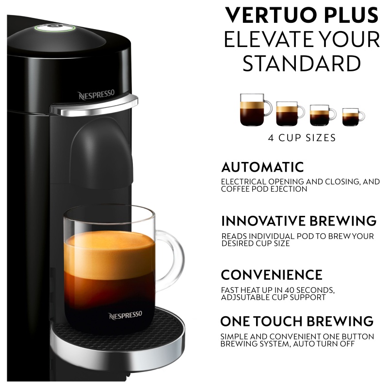 Nespresso Vertuo Plus Coffee Machine Black Downtown