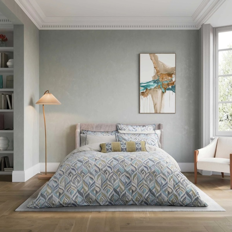 Bedeck Of Belfast Rayanne Duvet Set - Soft Teal & Green