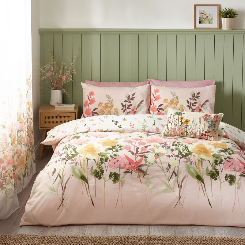 Catherine Lansfield Pink Countryside Floral Duvet Set - Super King