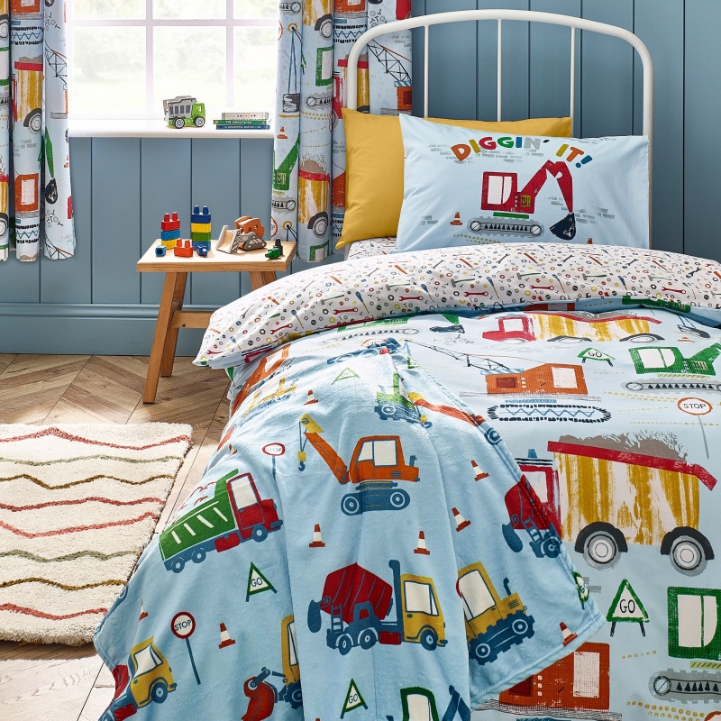 Catherine Lansfield Blue Digger Dreams Duvet Set - Single