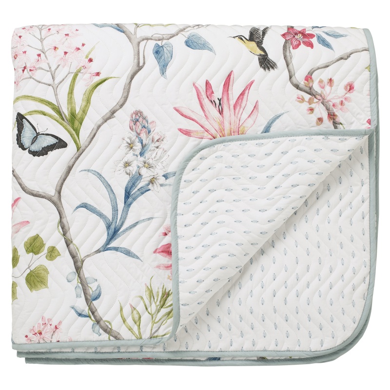 Sanderson Clementine Quilted Throw - Duck Egg