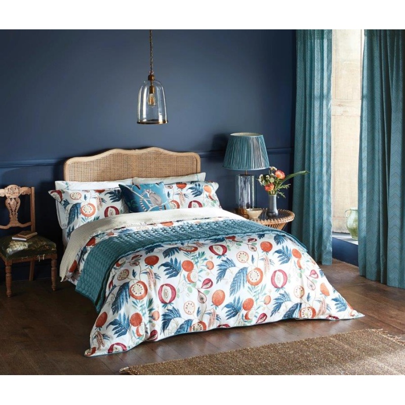 Sanderson Jackfruit Duvet Cover Set - Indigo/Papaya