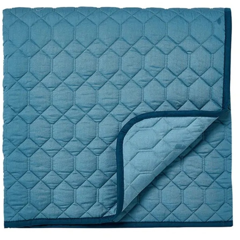 Sanderson Jackfruit Quilted Throw - Indigo/Papaya