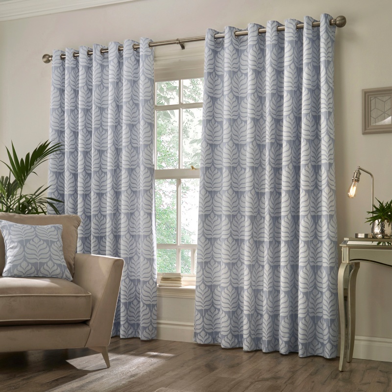 Paoletti Horto Botanical Eyelet Curtains - Blue