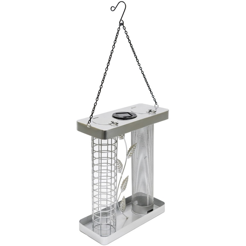 Henry Bell Henry Bell Solar Powered Twin Bird Feeder - Silver