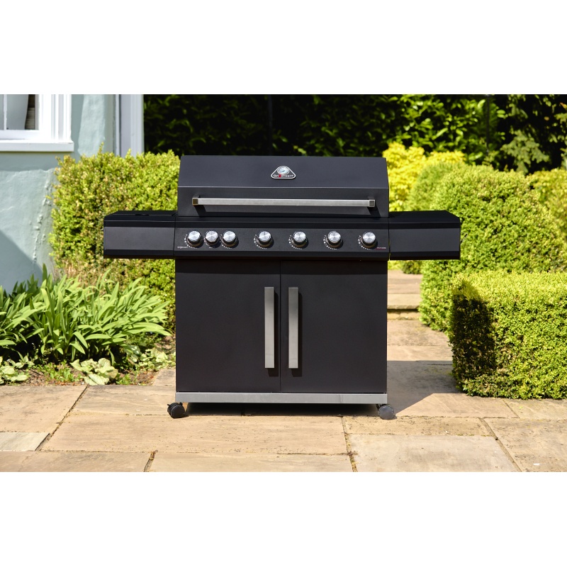 Grillstream Grillstream Stealth 6 Burner Hybrid Gas & Charcoal Barbecue with Side Burner - Matt Black