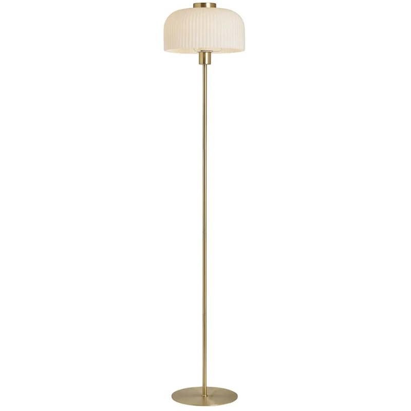 BHS Binita Glass Ribbed Floor Lamp - Opal & Brass