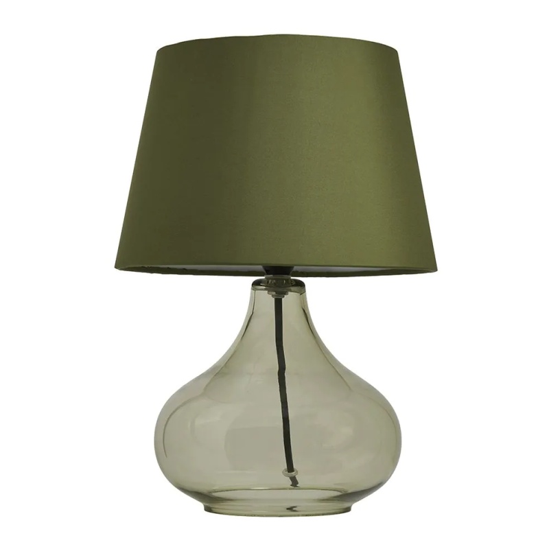BHS Clarise Glass Table Lamp - Bottle Green