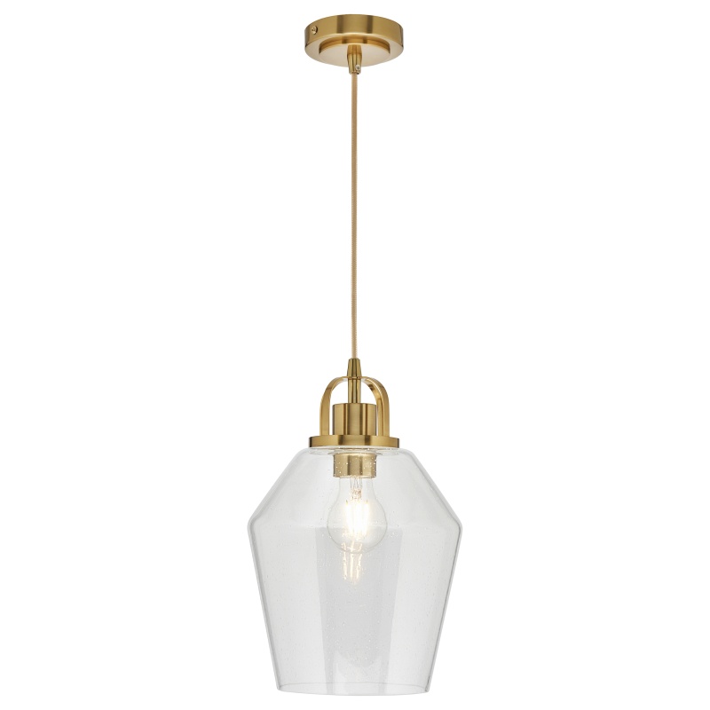 BHS BHS Saskia Bubble Glass 1 Light Pendant - Warm Satin Brass