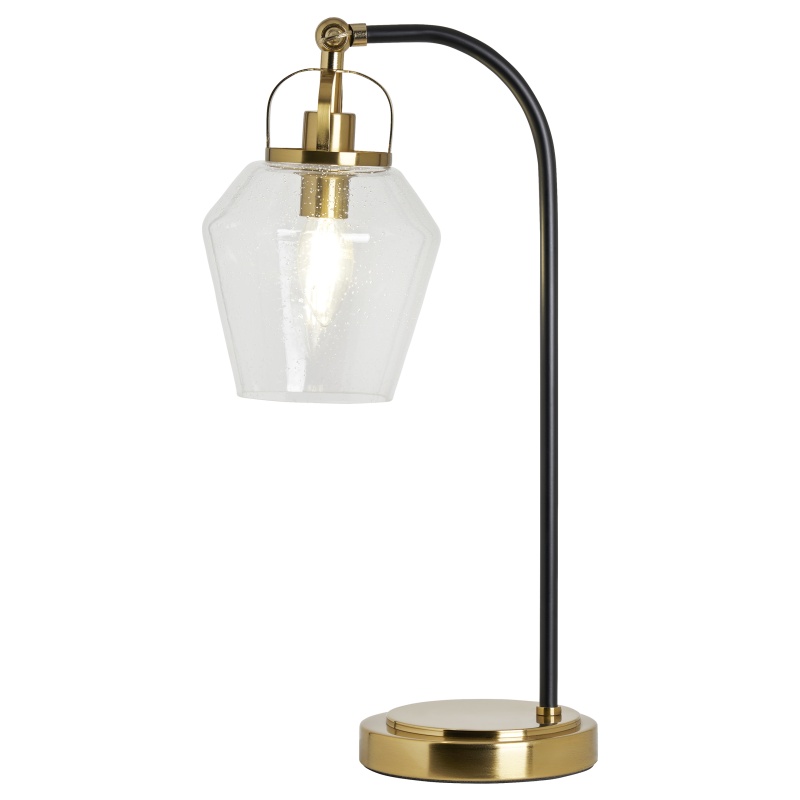BHS BHS Saskia Bubble Glass Arc Table Lamp - Warm Satin Brass
