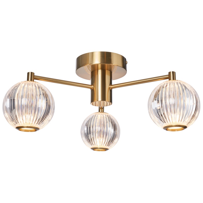 BHS BHS Rimi Acrylic Ball 3 Light Semi Flush - Brass