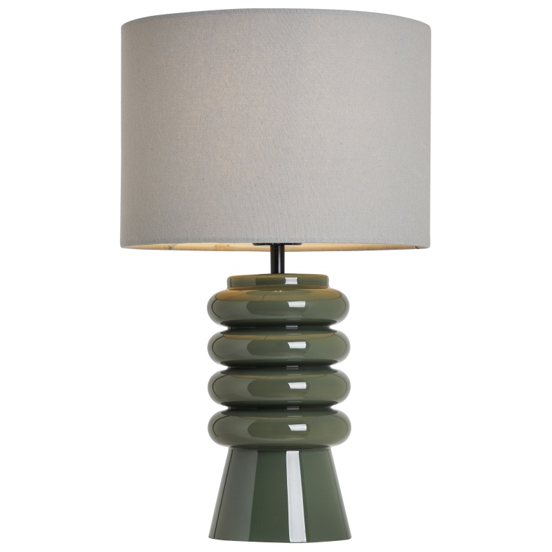 Bhs Green Rahya Ribbed Glass Table Lamp