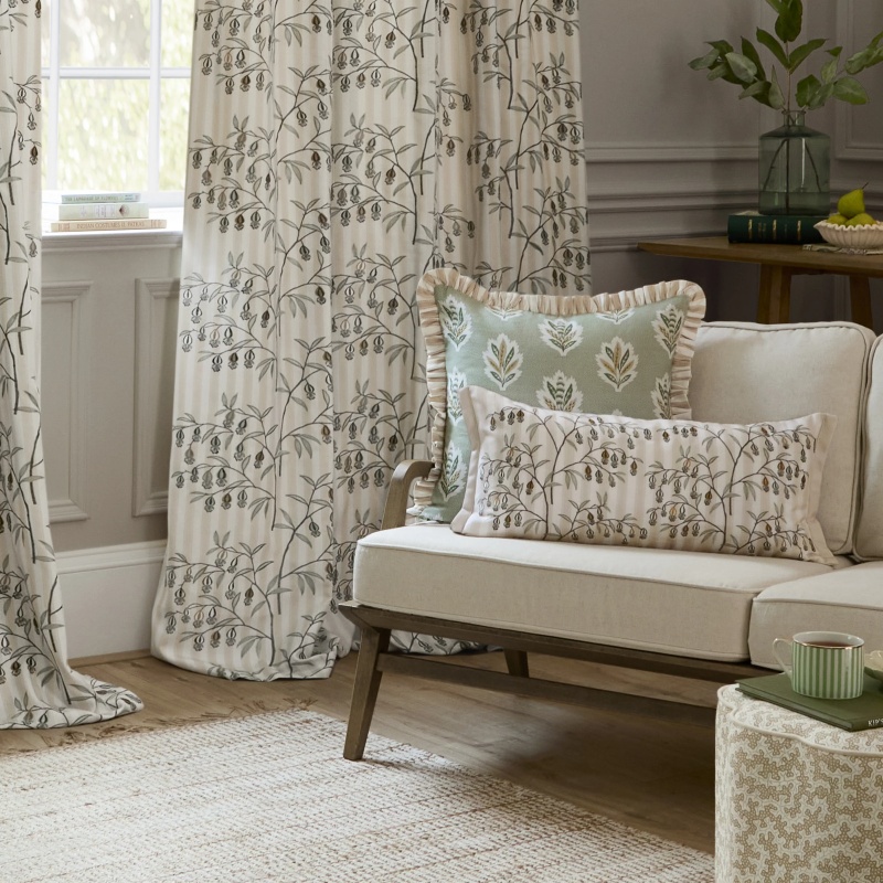 Sanderson Chinese Lanterns Feather Rich Cushion 30x65cm - Linen