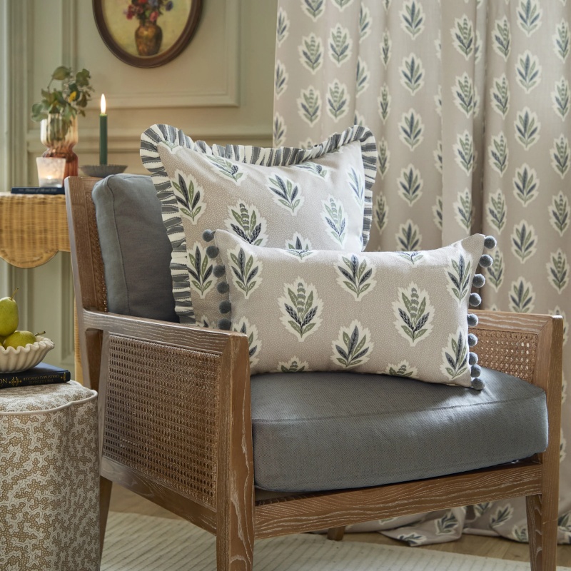 Sanderson Sessile Leaf Feather Rich Cushion 30x50cm - Flax