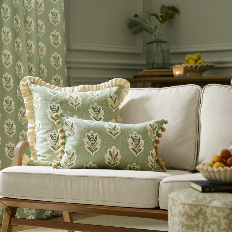 Sanderson Sessile Leaf Feather Rich Cushion 30x50cm - Sage
