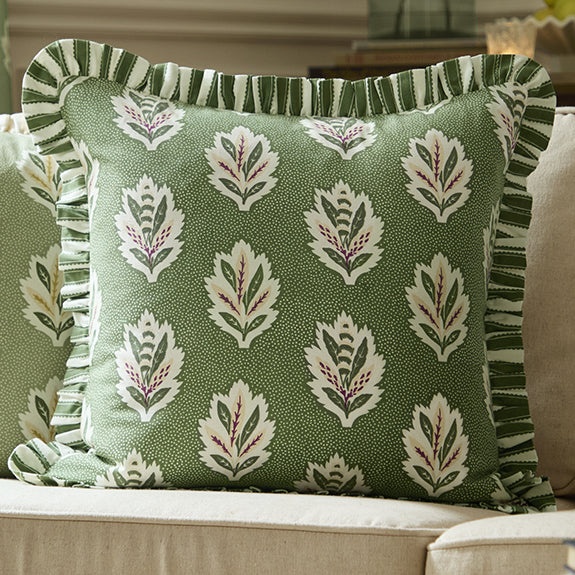 Sanderson Sessile Leaf Ruffle Feather Rich Cushion 50cm - Sage