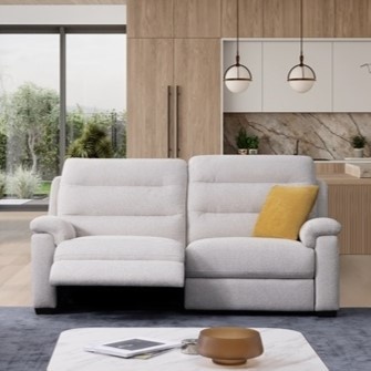 Nelson 2 Seater Fabric Sofa With 2 Power Recliners & Lumbar Support