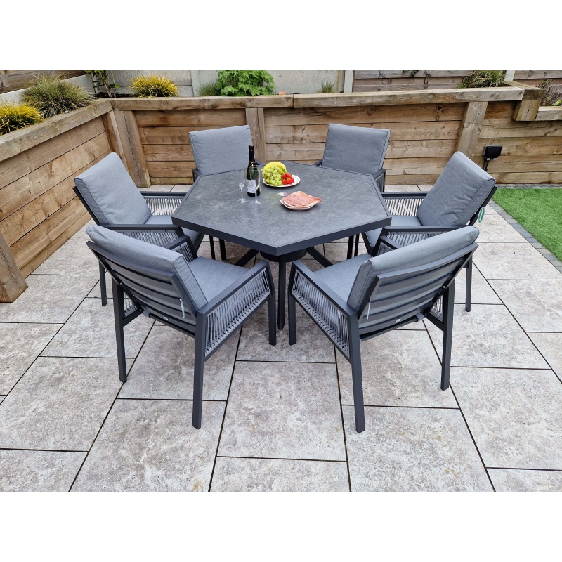 Signature Weave Signature Weave Bettina 6 Seater Hexagon Ceramic Table Dining Set