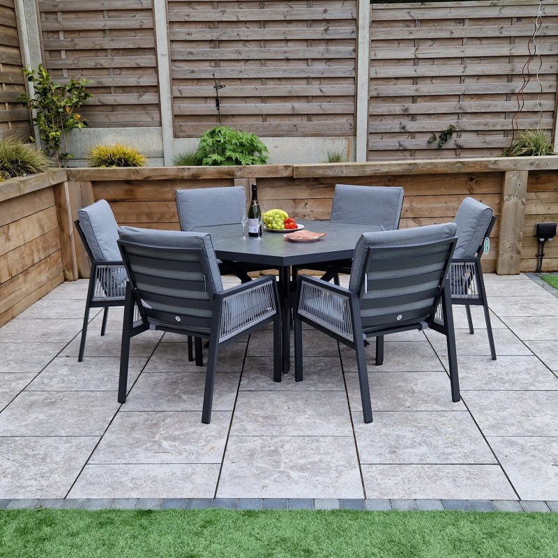 Signature Weave Signature Weave Bettina 6 Seater Hexagon Ceramic Table Dining Set