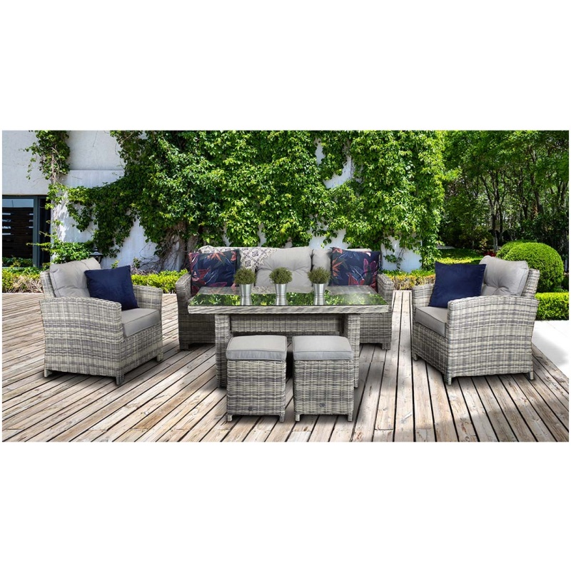 Signature Weave Signature Weave Amy 7 Seater Dining Lounge Set - Grey