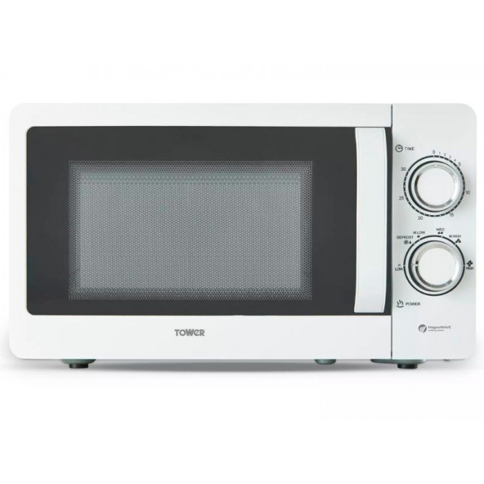 Tower White T24034wht 700W Manual Microwave 20L