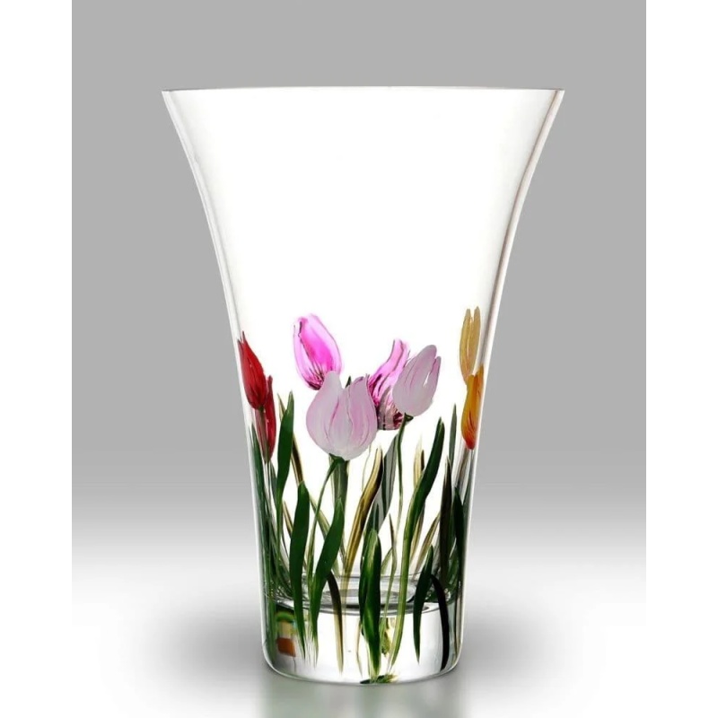 Nobile Rainbow Tulips Flared Vase 19cm
