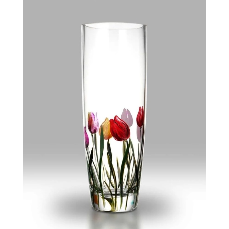 Nobile Rainbow Tulips Cylinder Vase 25cm