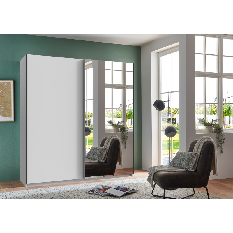 Wiemann Wiemann Derby Sliding Door Wardrobe With 1 Mirrored Door 179cm - Brilliant White
