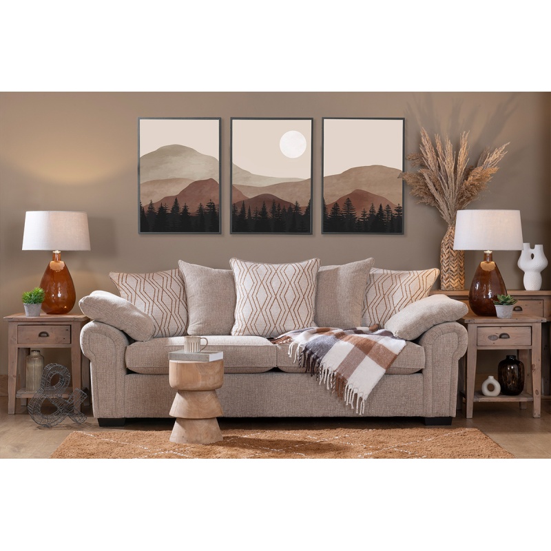 Ava 3 Seater Pillow Back Fabric Sofa