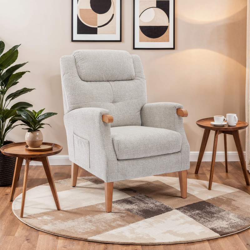 Downtown Kedleston Fireside Fabric Chair - Linen