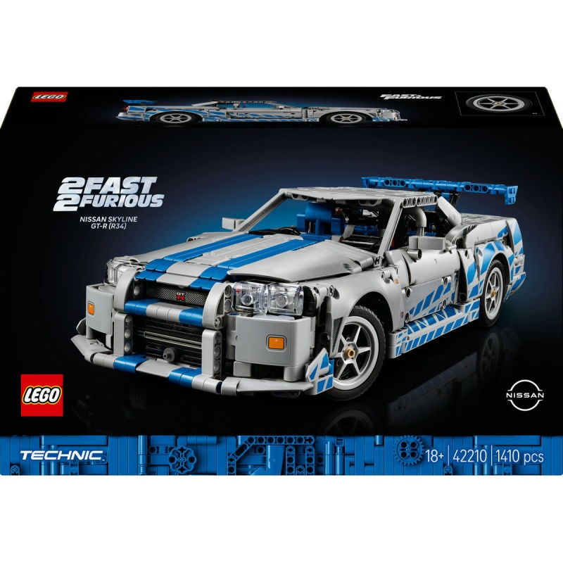 Image of LEGO Technic 42210 2 Fast 2 Furious Nissan Skyline GT-R R34 In Blue/Grey