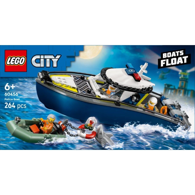 Image of LEGO City 60456 Police Boat Chase Toy with a Floatable Speedboat and Dinghy