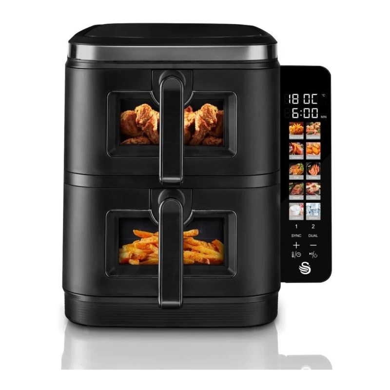 Swan SD10522BLK 11L Twin Stack Air Fryer - Black