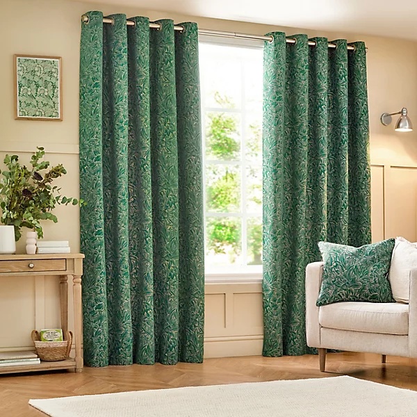 Wylder Nature Grantley Jacquard Eyelet Curtains - Wedgewood
