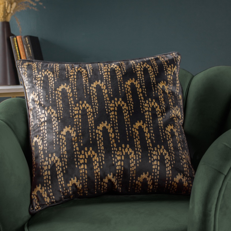 Furn Wisteria Velvet Feather Filled Cushion 50cm - Charcoal