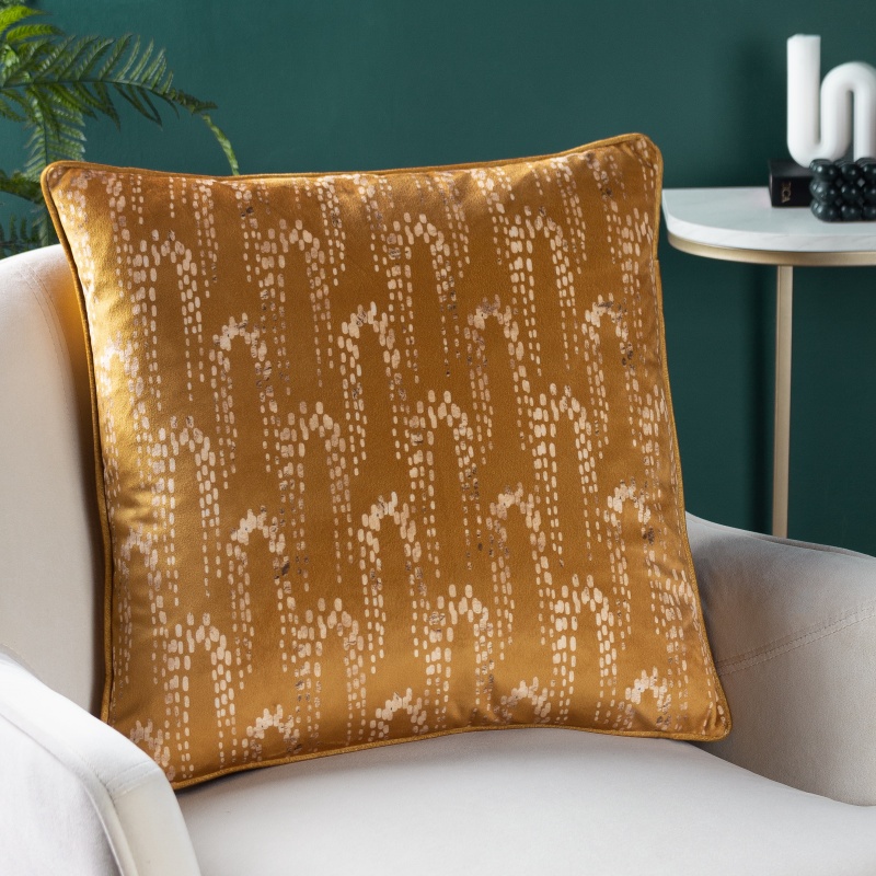 Furn Wisteria Velvet Feather Filled Cushion 50cm - Gold