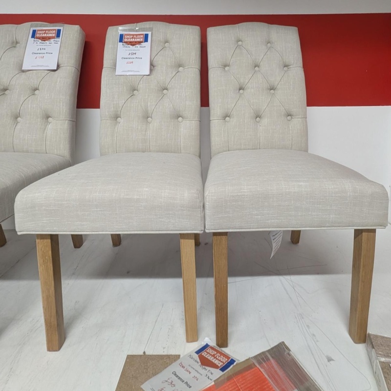 Downtown Ascot Natural Button Back Upholstered Dining Chair (Pair)