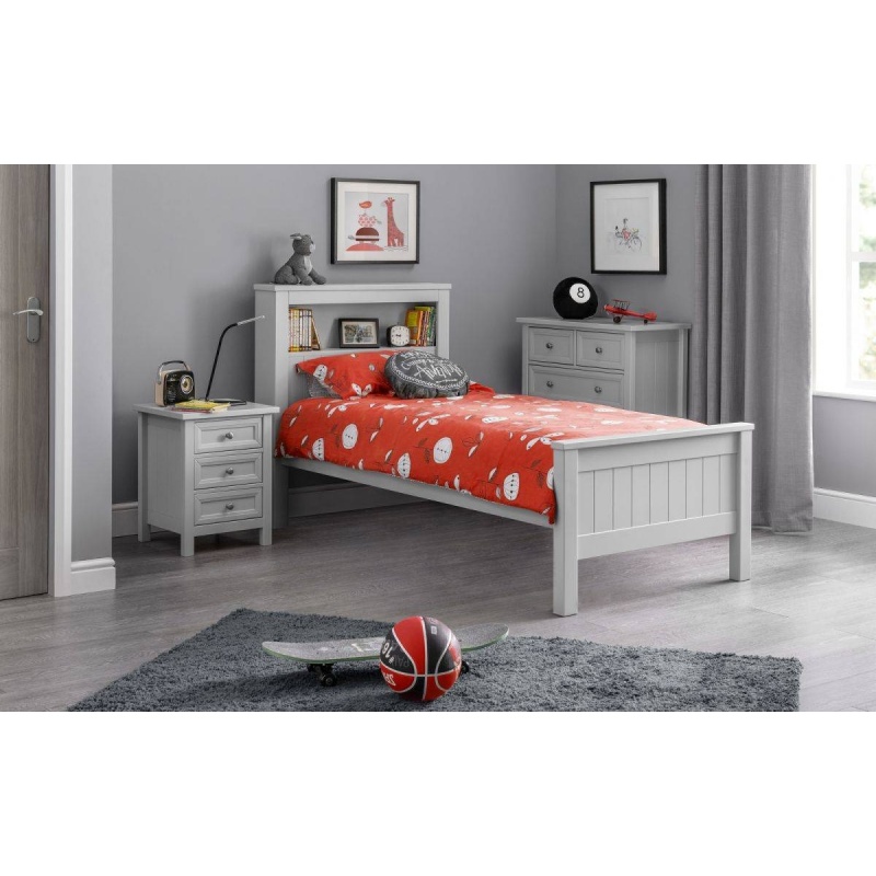 Julian Bowen Grey Maine Bookcase Bed 90Cm Single - Dove