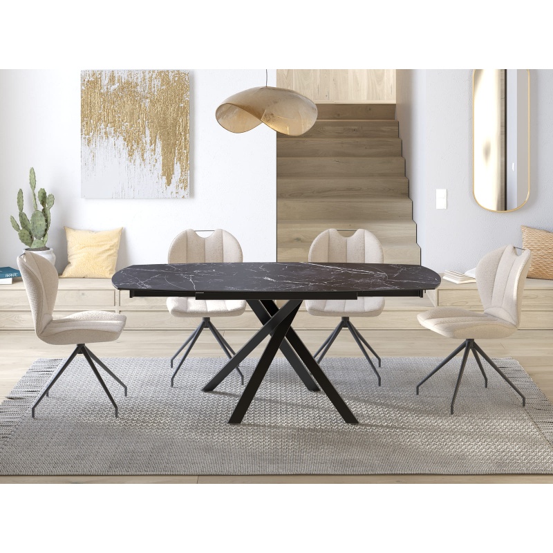 Akante Akante Kheops 130cm/190cm Extending Dining Table - Marquina Marble